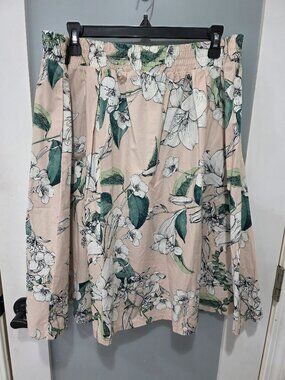 Cynthia Rowley Pink Floral 100% Cotton Skirt Women’s XL Pockets